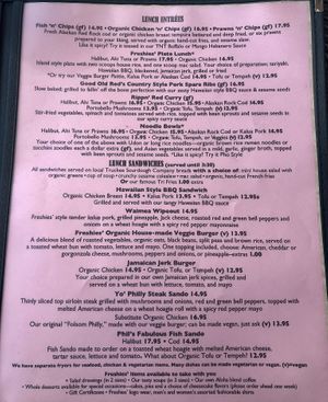 Yup, nearly everything can be made vegan. Look at the choices. at Freshies Restaurant and Bar in South Lake Tahoe