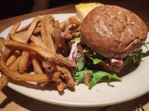 Tempeh burger at Freshies Restaurant and Bar in South Lake Tahoe