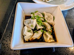 Veggie shiitake steamed dumplings at Fuse Box in Lorton