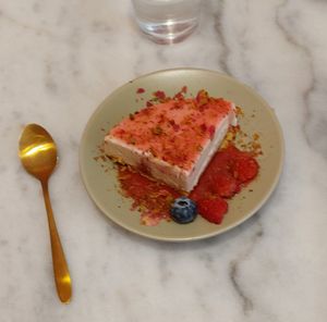 Red berries Rose cheesecake. at Veg'Anne By Anne Dorcay in Paris