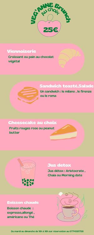 Menue brunch  at Veg'Anne By Anne Dorcay in Paris