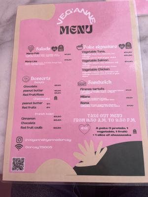 Menu front side   at Veg'Anne By Anne Dorcay in Paris