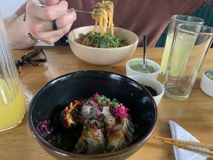 Udon y gyozas  at Sarumino in Mexico City