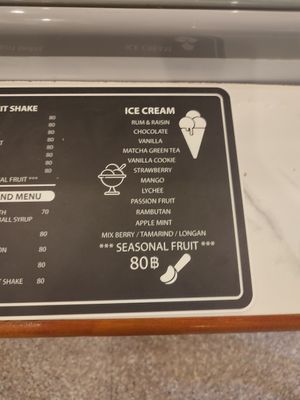 Ice cream flavours at THIS IS A BOOK CAFE in Koh Tao