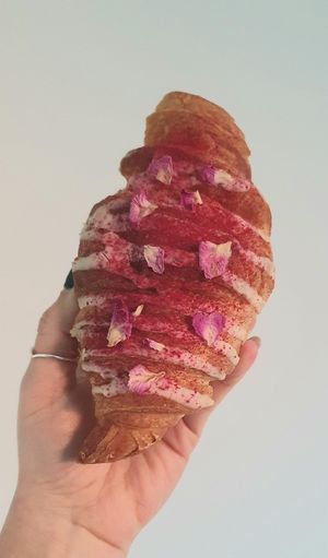 Lemon curd filled croissant ordered from the website at Dopa Delights in Hitchin