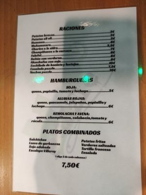 Menú actual (agosto 2021) at Puzzle Bar in Gijon