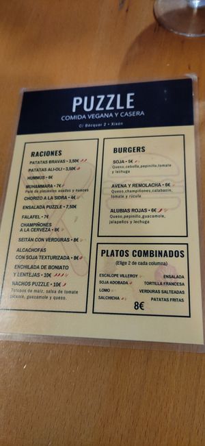 Carta at Puzzle Bar in Gijon