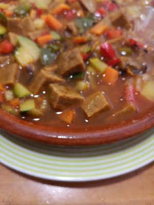 Seitan con verduras at Puzzle Bar in Gijon