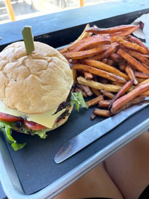 Vegan burger with vegan cheese and vegan Mayo  at Blackbook in Palm Springs