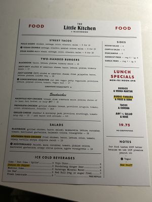 Menú  at Blackbook in Palm Springs