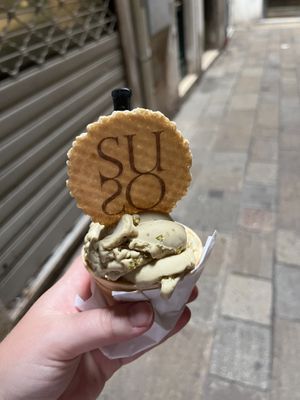 Pistachio gelato   at Gelatoteca Suso - Cannaregio in Venice
