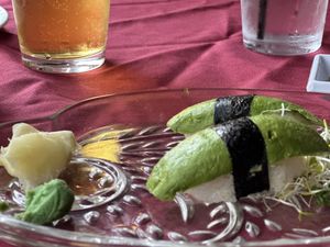 Avocado 🥑 nigiri and beer 🍻😍  at Osake Steak and Sushi Bar in Salida