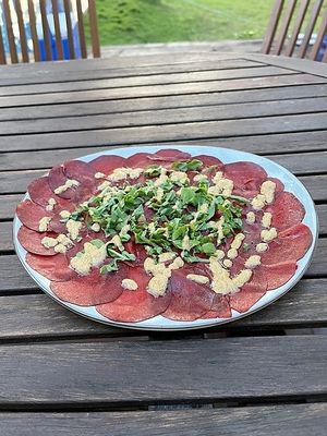 Beetroot carpaccio at Lagoonies in Kalpitiya