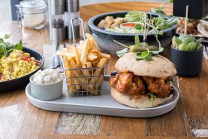 Buffalo burger with a plant based twist at Aromalily Café in Ferntree Gully