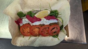 Open Falafel Wrap at One Table Cafe in Little Mountain