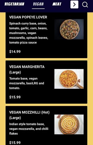 Menu 2  at Currizza in Wellington