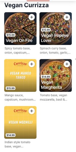 5 vegan curizzas as at Jan 2024 at Currizza in Wellington