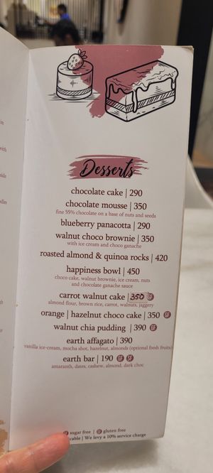 Menu at Earth Cafe @ Juhu in Mumbai