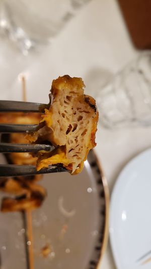 Interior of charred skewer (350 rupees). Good texture. Spicy. at Earth Cafe @ Juhu in Mumbai