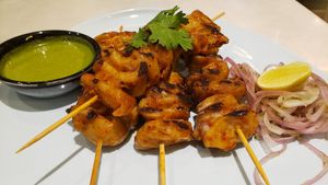 Charred skewer (350 rupees). Great texture. Spicy. at Earth Cafe @ Juhu in Mumbai