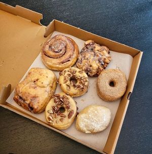 Blueberry Fritter, Cinnamon Swirl, Cinnamon Sugar Ring, Maple Pecan Ring, Lemon Creme, Apple Fritter at Dough Belly Donuts - Pick Up Only in Lancaster