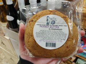 Peanut butter cream filled cookie sandwich at Grass Roots Natural Foods in South Lake Tahoe