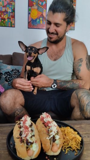 Perro calientes....😃😆😆 Hotdog at Om Healthy Food in Caracas