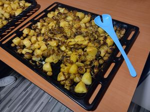 Roasted veggies straight from the oven ready to be served by amazing volunteers! at De Otter in Leiden