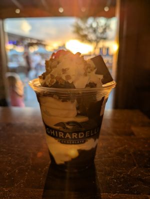 Non Dairy Hot Fudge Sundae at Walt Disney World - Ghirardelli Soda Fountain & Chocolate Shop  in Lake Buena Vista