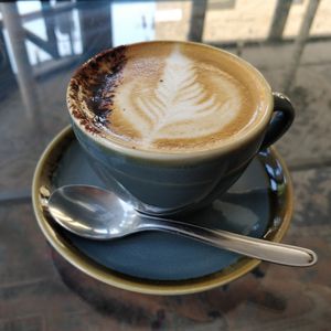 Oat milk cappuccino at Keystone Coffee in North London