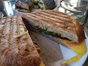 "Shwarma" bagel at Keystone Coffee in North London