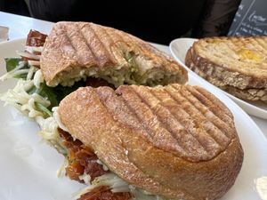 tomato-"mozzarella"  at Keystone Coffee in North London