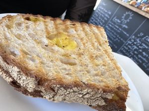cheese toasty  at Keystone Coffee in North London