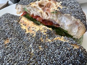 bagel cheese poppy  at Keystone Coffee in North London