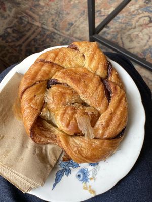 Sticky cinnamon pastry   at Keystone Coffee in North London