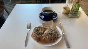 Vegan Shawarma Bagel - delicious!  at Keystone Coffee in North London