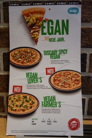 Vegan menu with pizzas at Pizza Hut in Saarbrucken