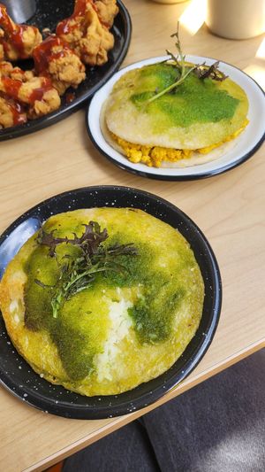 Arepas with Tofu & with vegan Cheese at ChapiYork in Bogota
