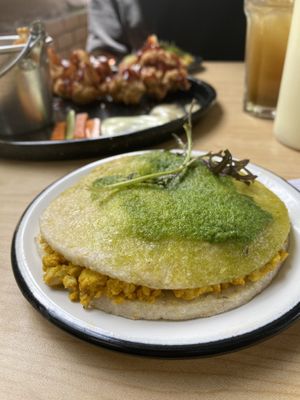 Arepa with Tofu & curcuma  at ChapiYork in Bogota