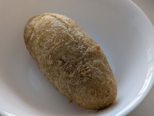 Carimañola. This was stuffed with so much yummy vegan cheese! at ChapiYork in Bogota