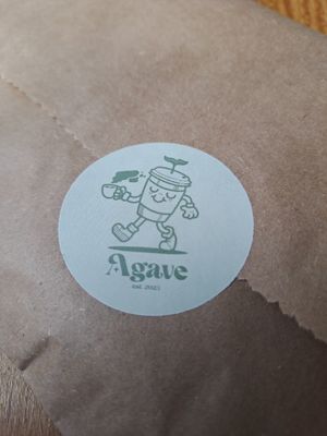Cute logo on takeaway sticker at Agave in Worthing