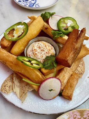Cassava chips with cashew créma   at Bar Sofia in Halifax