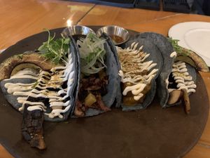 Tacos. Featuring cauliflower and campesino (plus my partner’s meat one)  at ELEMI Restaurant in El Paso