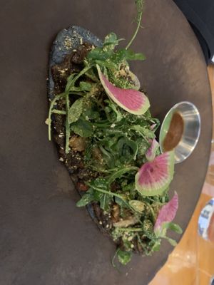 Huarache made vegan  at ELEMI Restaurant in El Paso