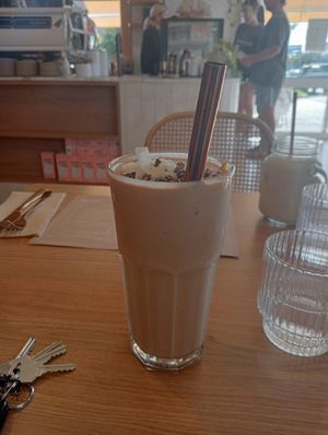 Peanut butter protein smoothie at Convoy Commune in Merewether