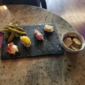 Vegan cheeseboard and gluten free crackers at VINIA Wine & Kitchen in Winter Park