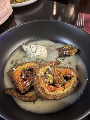 Potato & ratatouille entreee  at VINIA Wine & Kitchen in Winter Park