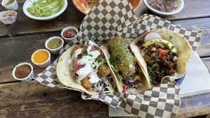 Really delicious vegan tacos, and a good selection of options to choose from!  at Tacovore in Eugene