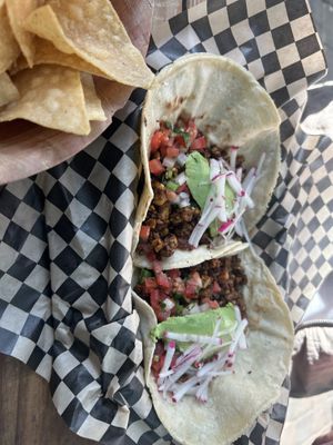 Tempeh chorizo tacos  at Tacovore in Eugene