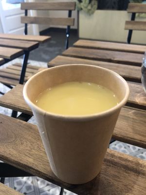 Golden turmeric latte  at Tula in Montreal